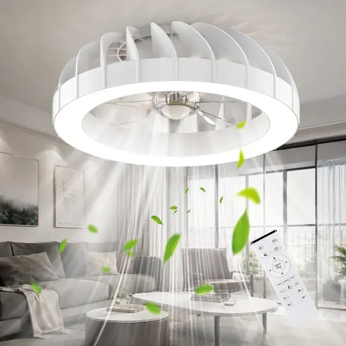 Ventilateur Plafond avec Lumiere 46CM RGB Lustre Ventilateur de Plafond avec Télécmande 6 Vitesses 3000K-6 VENTILATEUR DE PLAFOND