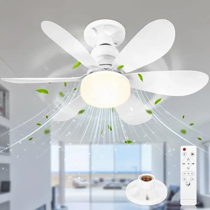 Ventilateur Plafond avec Lumiere 52CM Petit Dimmable Ventilateur Plafond Led Telecommande Lustre Ventilateur de Plafond