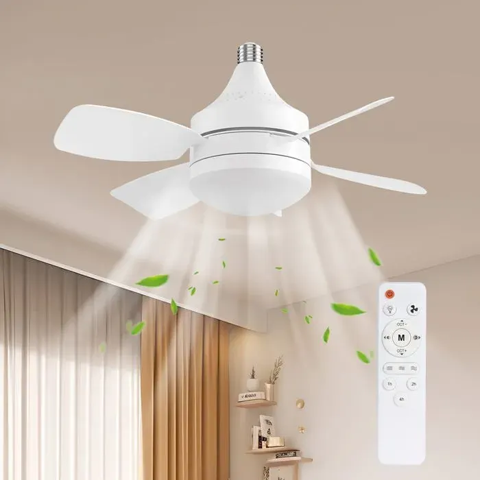 Ventilateur Plafond Avec Lumiere Avec Télécommande 18 Pouces LED à intensité Variable Ventilateur Plafond 3 Vitesses de Vent