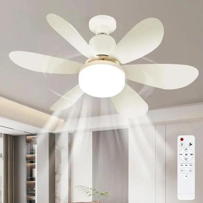 Ventilateur Plafond avec Lumiere Lampe Ventilateur Plafonnier Ventilateur avec Telecommande et Lumière Silencieux 3 Vitesses