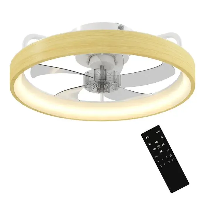 Ventilateur plafond avec lumière LED plafonnier ventilateur Ø49cm 7 pales 6 vitesses luminosité réglable mode été-hiver
