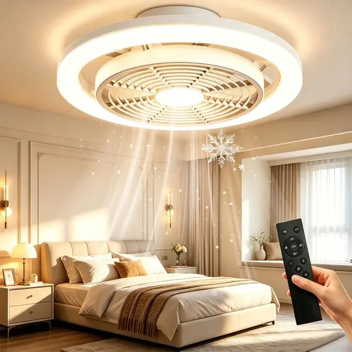 Ventilateur Plafond Avec Lumiere Silencieux Dimmable LED Lampe Ventilateur avec Télécmande 4 Vitesses/2700 VENTILATEUR DE PLAFOND
