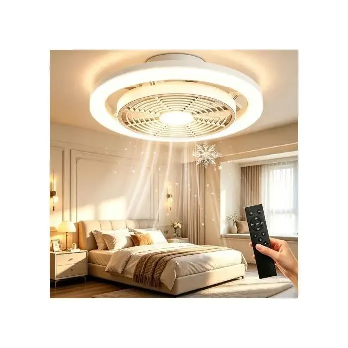 Ventilateur Plafond Avec Lumiere Silencieux Dimmable LED Lampe Ventilateur avec Télécommande 4 Blanc 40CM 40CM AMPOULE