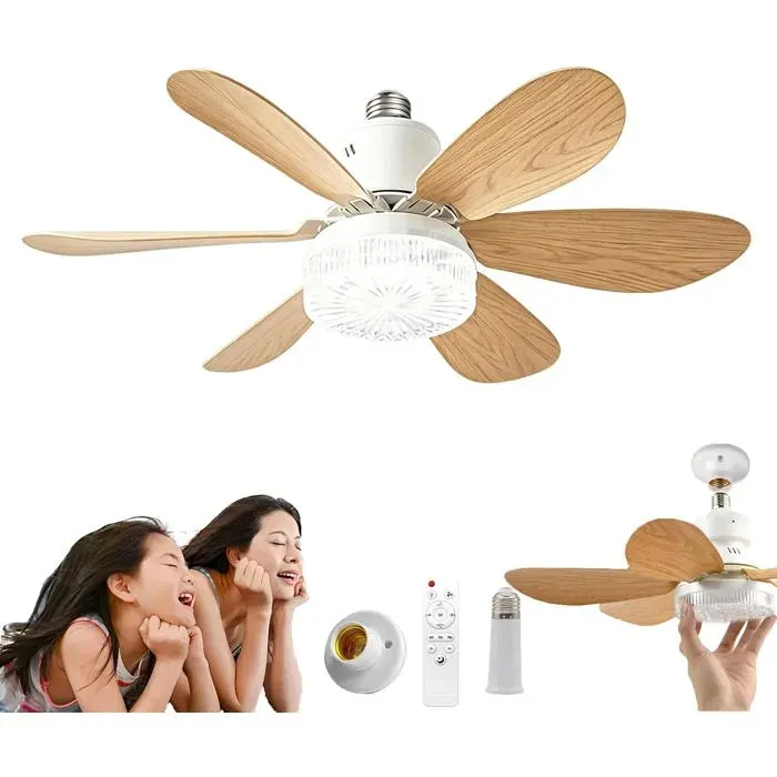 Ventilateur plafond avec lumière - Silencieux Télécommande - Chambre et salon - 52cm 40W
