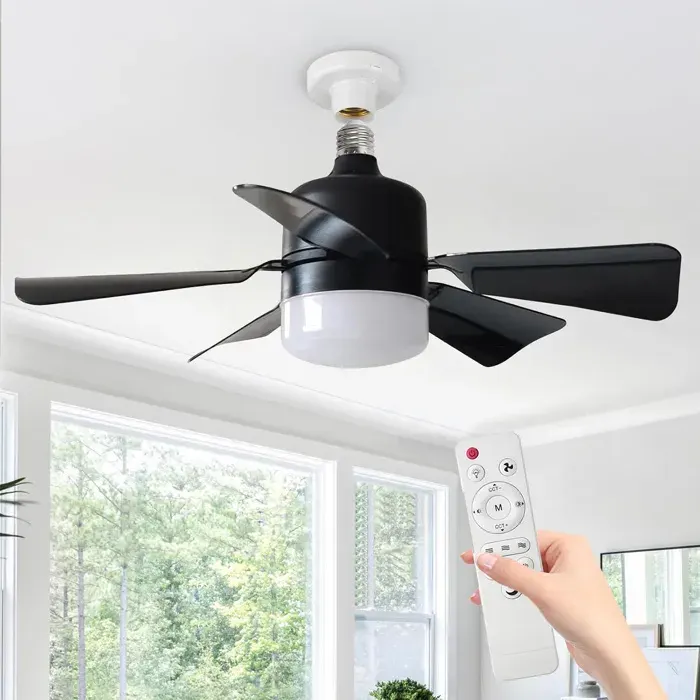 Ventilateur Plafond avec Lumière Télécommande - VELUNOR - 40cm Noir Silencieux - 3 Vitesses Vent - 3 Modes Éclairage