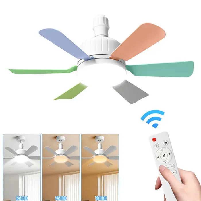 Ventilateur Plafond avec Lumiere Ventilateur de plafond avec télécommande et éclairage 40 W pour Cuisine Chambre Salon 3 vitesses