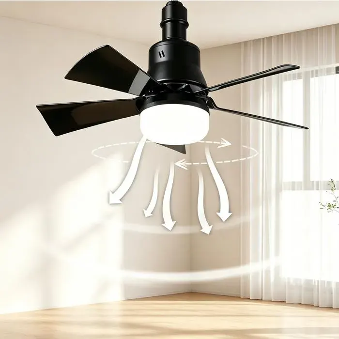 Ventilateur Plafond avec Lumiere Ventilateur Plafond avec télécommande Dimmable Socle 3 Vitesses 3 couleurs 5 Pales 30W — coloris Blanc