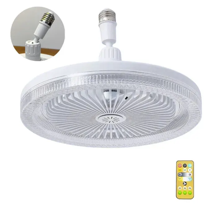 Ventilateur Plafond avec lumiere30W cristal Ventilateur Silencieux Plafondavec télécommandéVentilateur lampe E27 à tête orientabl