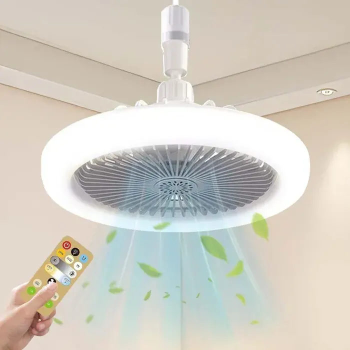 Ventilateur Plafond avec lumiere30W Gris Ventilateur Silencieux Plafondavec télécommandéVentilateur-lampe E27 à tête orientable