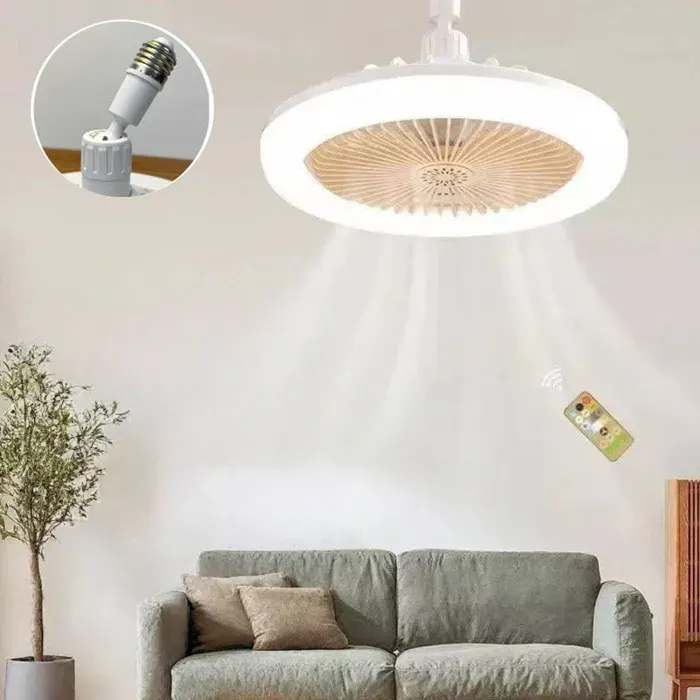 Ventilateur Plafond avec lumiere30W Orange Ventilateur Silencieux Plafondavec télécommandéVentilateur-lampe E27 à tête orientable