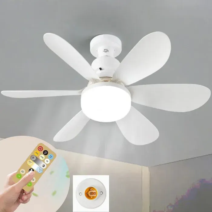 Ventilateur Plafond Avec Lumiere40W 52CM ventilateur De Plafond Avec TélécommandeDouille E27 plafonnier LED À Intensité Variable