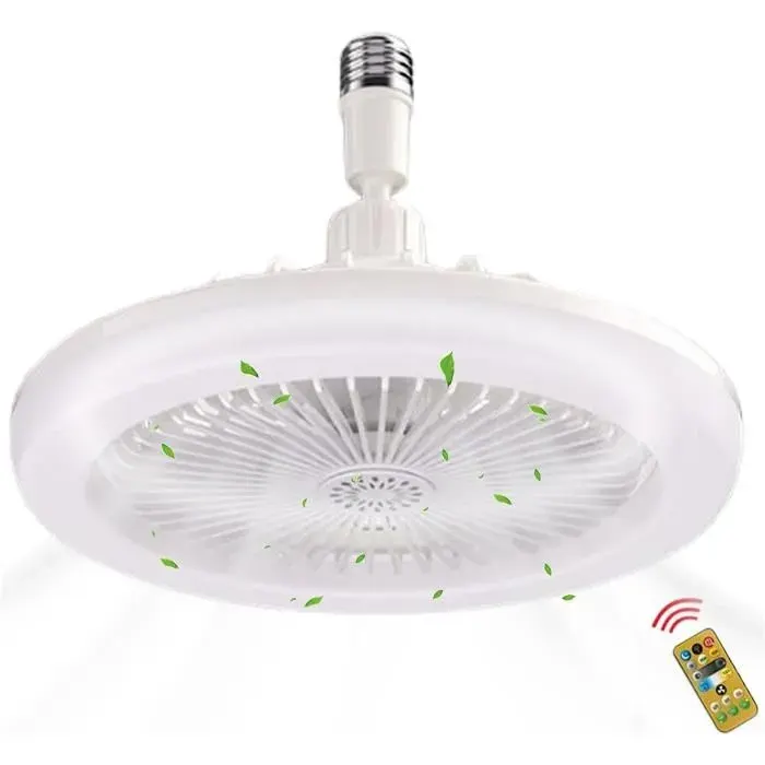 Ventilateur plafond avec lumières et télécommande Lampe E27 ventilateurs de plafond silencieux 30W avec minuterie