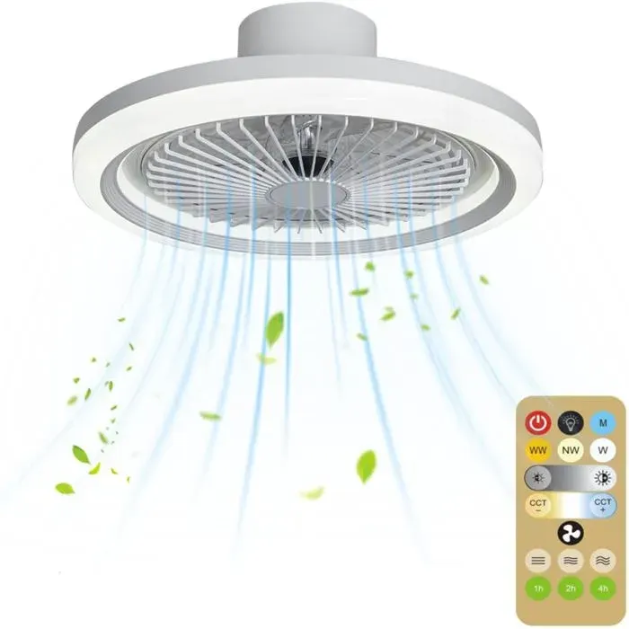 Ventilateur Plafond avec Lumières et Télécommande36W SilencieuxLumière IntelligenteLED Lampe Intégrée et Télécommande Dimmable