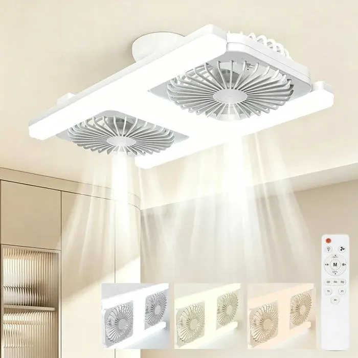 Ventilateur plafond E27 - Avec lumiere - Telecommande - Ampoule