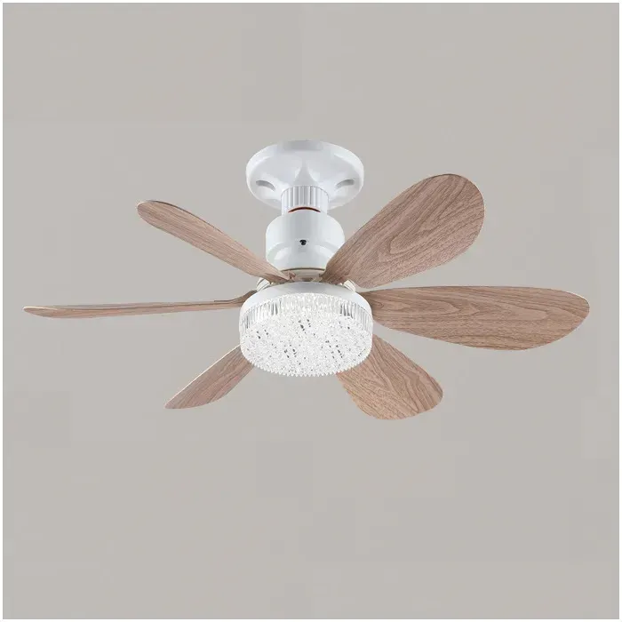 Ventilateur plafond – E27 sans fil LED 30W réglable télécommande – pour chambre salon – 42 cm bois