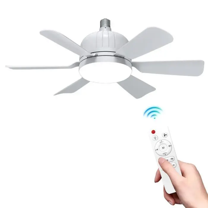 Ventilateur plafond - JOULLI - 40W - 3 niveaux de réglage - 3 modes déclairage - minuterie