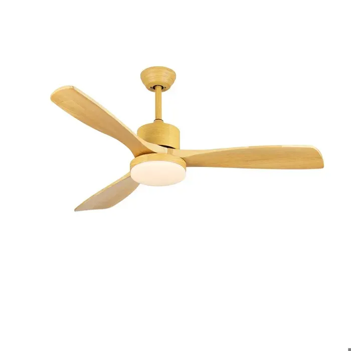 Ventilateur Plafond LED 132cm Silencieux DC Télécommande 6 Vitesses Bois Minuterie Inversion Moderne Éclairage 3 Couleurs 22W