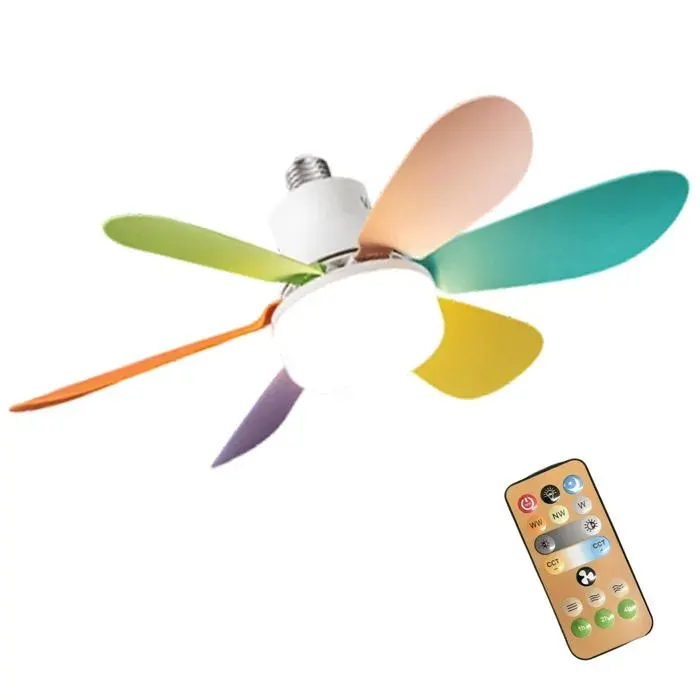 Ventilateur Plafond LED 40W - Silencieux Télécommande 52cm - Ampoule B22 E27 intégrée - Chambre - C