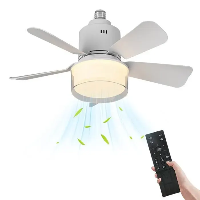Ventilateur plafond LED 45cm avec télécommande moteur DC silencieux 3 vitesses lumière réglable 3000-6500K E27