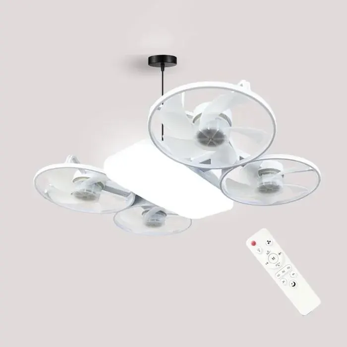 Ventilateur Plafond LED 50W - 3 Vitesses - Silencieux Dimmable 3000-6500K - Chambre Salon - Blanc