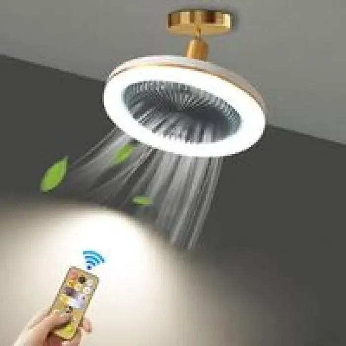 Ventilateur plafond LED E27 –Télécommande 3 couleurs silencieux – Pour chambre cuisine