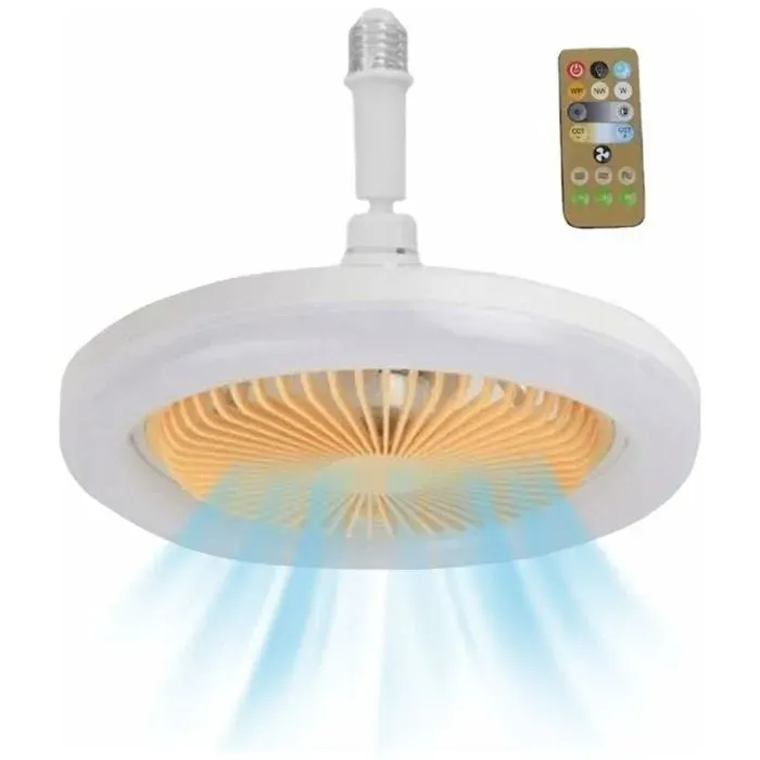 Ventilateur Plafond LED E27 Télécommande 30W Silencieux Minuterie - Pièce