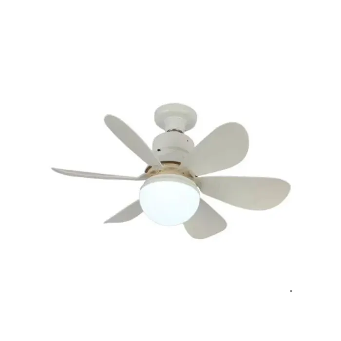 Ventilateur plafond LED E27 – Télécommande silencieux dimmable – Pour cuisine chambre – 42/52 cm Blanc