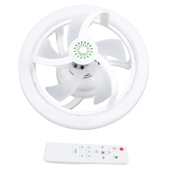 Ventilateur Plafond LED – Oscillant 360° Silencieux E27 avec Télécommande et Aromathérapie – Pour Chambre Salon – Blanc