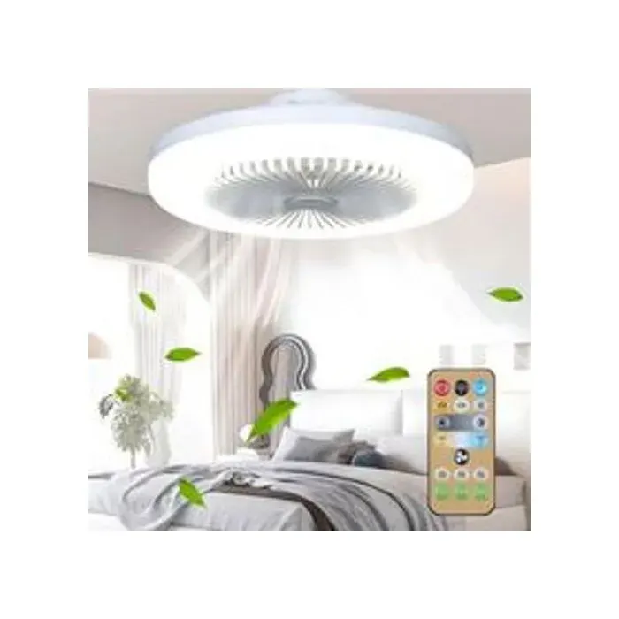 Ventilateur plafond LED silencieux – 3 vitesses télécommande lumière 3 tons – Pour chambre bureau – 10 pouces