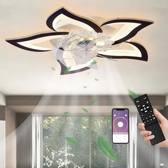 Ventilateur plafond LED Silencieux Avec Éclairage Plafonnier 50W Avec Ventilateur Avec Télécommande/APP Lampe À Intensité Variable