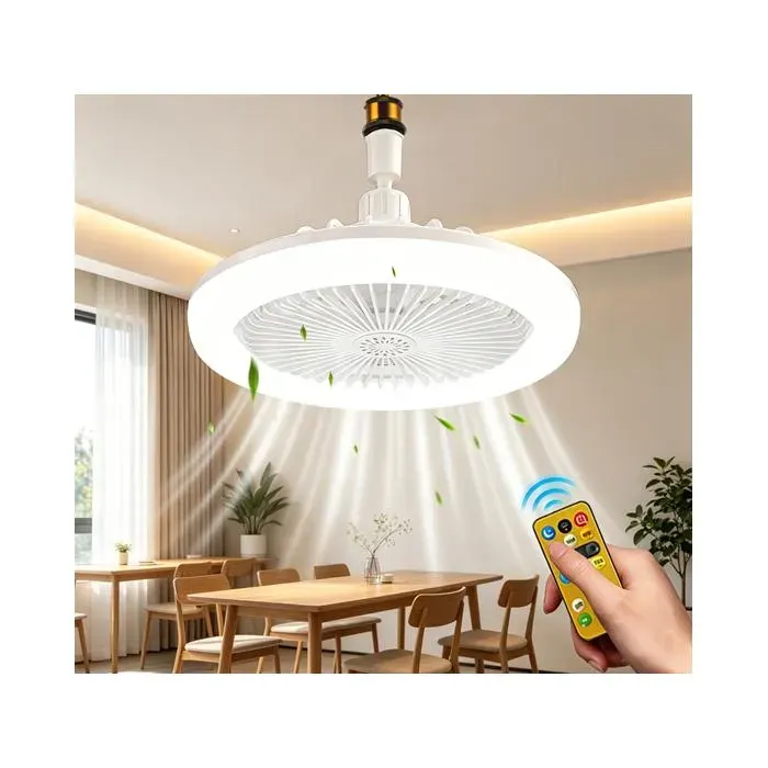 Ventilateur plafond LED silencieux avec télécommande - 3 vitesse - 3 couleurs - Ventilateur lumière aromatique 25cm -Chambre Salon