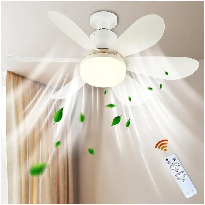 Ventilateur plafond LED - ULISEM - E27 - Intensité variable - Télécommande