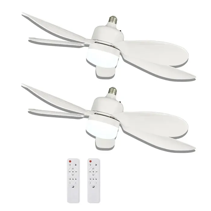 Ventilateur plafond - Lot 2 52cm 5 pales - 20W LED tricolore - Ventilateur moderne avec télécommande
