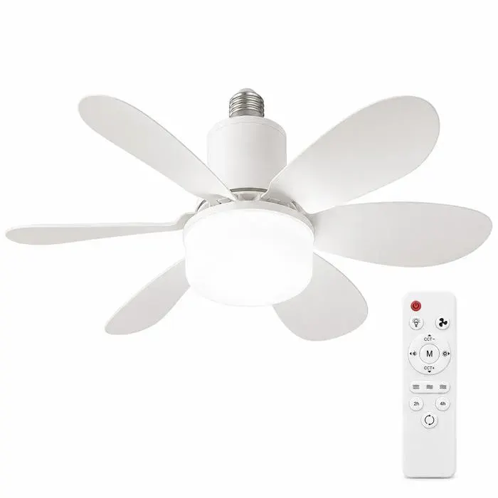 Ventilateur plafond lumineux APROSP 40W avec télécommande 3 vitesses 3 couleurs dimmable 520mm pour chambre blanc