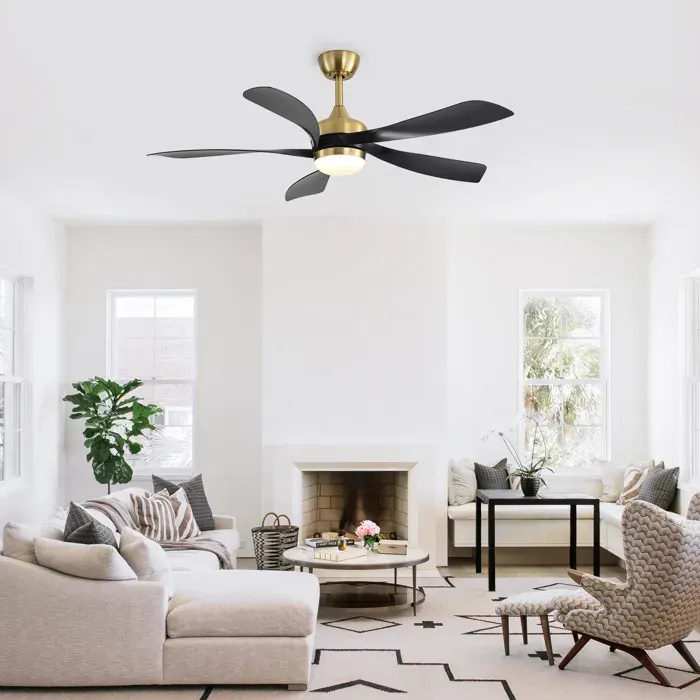 Ventilateur plafond - PAGE LIVING - 52 pouces - LED dimmable - Moteur DC réversible - 5 pales ABS