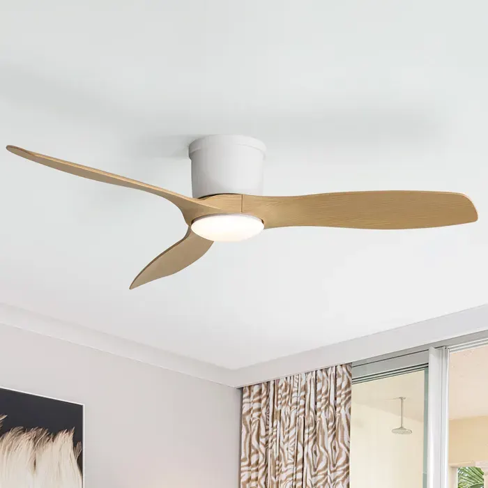 Ventilateur plafond - PAGE Living - 52 pouces plat télécommande 3 pales ABS DC réversible super silencieux LED dimmable