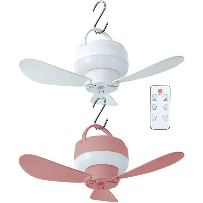 Ventilateur Plafond Portable Sans Fil 3 Vitesses Télécommande Lumière LED 1800mAh-2pcs – Ventilation Rechargeable