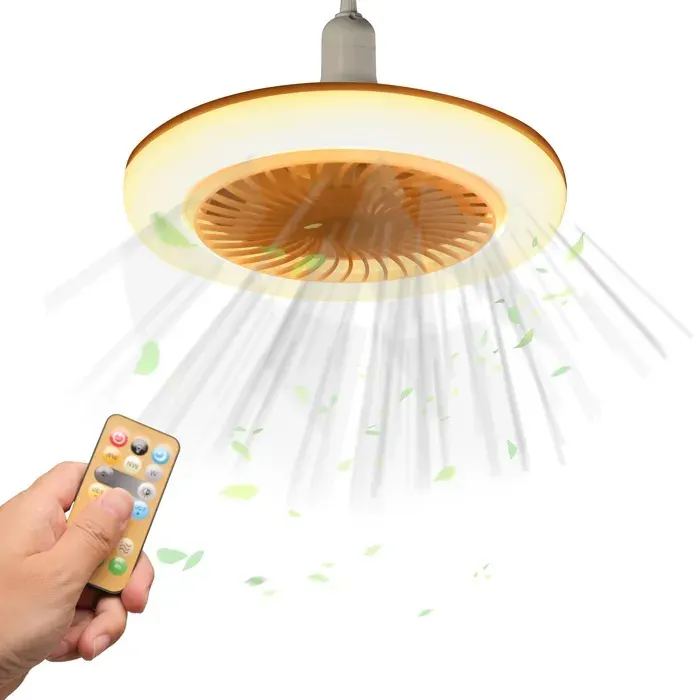 Ventilateur Plafond Salon télécommande vis ventilateur ampoule E27 réglable chambre dortoir petit aromathérapie ventilateur lumière