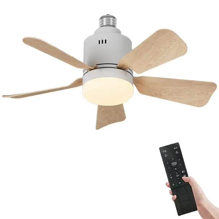 Ventilateur plafond silencieux 5 pales avec lampe LED dimmable connexion E27 3 modes 2400lm pour chambre ou salon