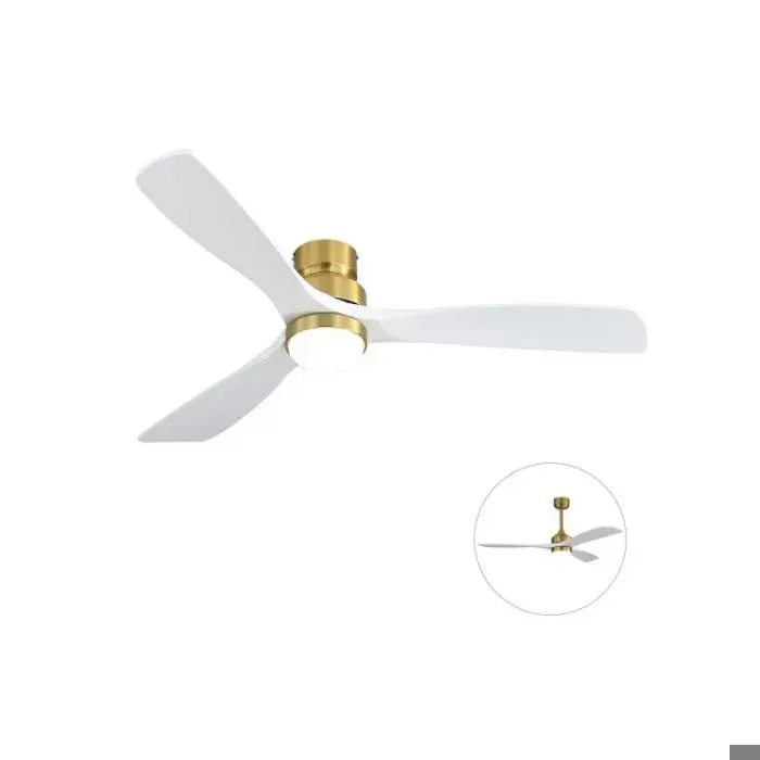 Ventilateur plafond silencieux 52 pouces éclairage LED dimmable à 3 températures de couleur moteur DC silencieux performant