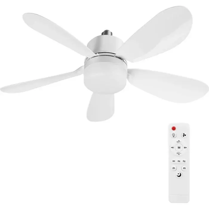 Ventilateur plafond silencieux 52cm LED dimmable télécommande 3 vitesses pour salon/chambre