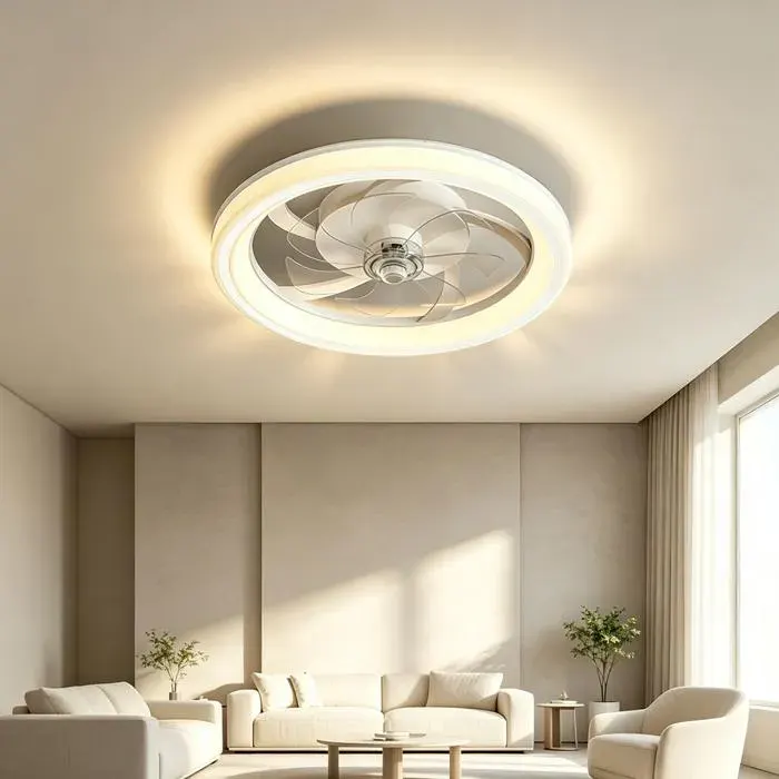Ventilateur Plafond Silencieux avec Lumière Ventilateur plafonnier LED avec Télécommande 6 vitesses gradation continue Blanc