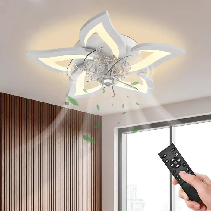 Ventilateur plafond silencieux chambre 69 cm – Plafonnier ventilateur avec variateur infini 3 températures de lumière
