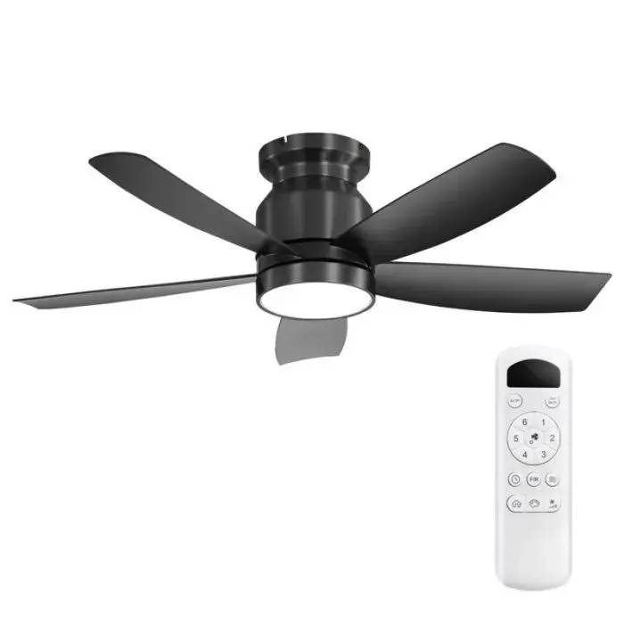 Ventilateur plafond silencieux diamètre 106 cm 5 pales éclairage discret LED 18W livré avec télécommande