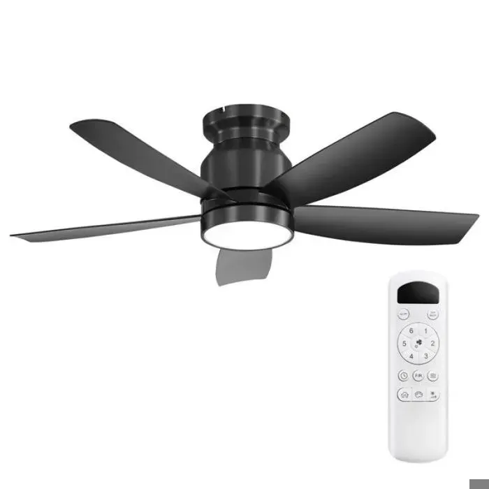 Ventilateur plafond silencieux diamètre 106 cm à cinq pales éclairage LED 18W discret commande à distance sans fil incluse