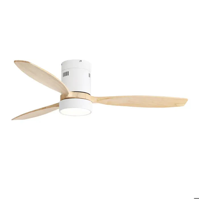 Ventilateur plafond Silencieux LED 18W Tricolore 3 Pales 6 Vitesses Télécommande-Mode Hiver-Été-Moteur CC 132cm
