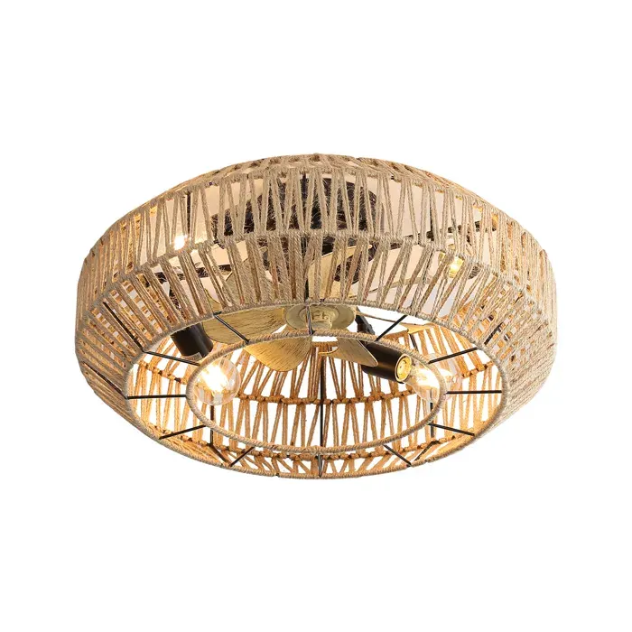 Ventilateur Plafond Silencieux style Bohème 6 Vitesses Télécommande-Mode Hiver-Été-Moteur CC 56cm
