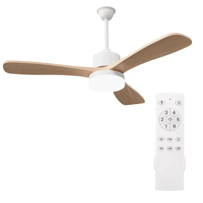 Ventilateur Plafond TélécommandeSilencieux Ø106 cm 3 pales bois massif Ventilateur Dimmable Plafonnier 6 Vitesses