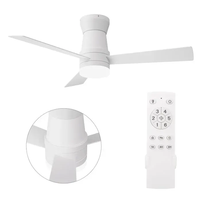 Ventilateur Plafond TélécommandeSilencieux Ø106 cm 3 pales Ventilateur Dimmable Plafonnier 6 Vitessesblanc