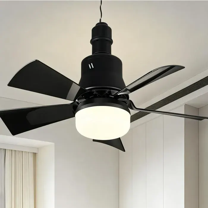 Ventilateur Plafond Ventilateur de plafond à profil bas de avec lumières et télécommande Dimmable Lustre pour Chambre 5 Pales — coloris Blanc